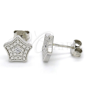 Sterling Silver Ring — Stud Earring Star Design with White Cubic Zirconia — main product view — SKU 125210 | Plata 925 anillo — Stud Earring estrella diseño with blanco Cubic Zirconia — SKU 125210