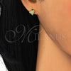 Sterling Silver Stud Earring, with White Cubic Zirconia, Polished, Golden Finish, 02.186.0151