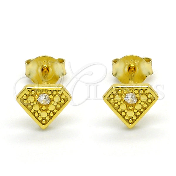Sterling Silver Ring — Stud Earring with White Cubic Zirconia Polished 02. — main product view — SKU 125211 | Plata 925 anillo — Stud Earring with blanco Cubic Zirconia pulido 02. — SKU 125211