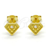 Sterling Silver Stud Earring, with White Cubic Zirconia, Polished, Golden Finish, 02.186.0151