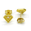 Sterling Silver Stud Earring, with White Cubic Zirconia, Polished, Golden Finish, 02.186.0151