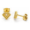 Sterling Silver Stud Earring, with White Cubic Zirconia, Polished, Golden Finish, 02.186.0151