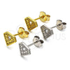 Sterling Silver Stud Earring, with White Cubic Zirconia, Polished, Golden Finish, 02.186.0151