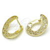 Sterling Silver Huggie Hoop, with White Micro Pave, Polished, Golden Finish, 02.186.0153.15