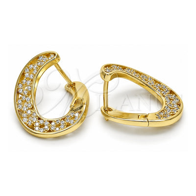Sterling Silver Huggie Hoop, with White Micro Pave, Polished, Golden Finish, 02.186.0153.15
