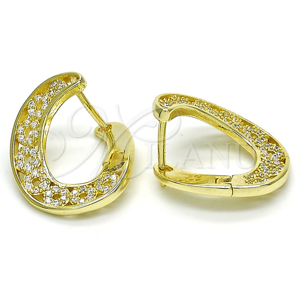 Sterling Silver Hoop Earrings — Huggie Hoop with White Micro Pave Polished 02. — main product view — SKU 125215 | Plata 925 aretes de aro — Huggie Hoop with blanco Micro Pave pulido 02. — SKU 125215