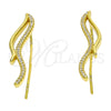 Sterling Silver Stud Earring, with White Micro Pave, Polished, Golden Finish, 02.186.0154