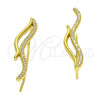 Sterling Silver Stud Earring, with White Micro Pave, Polished, Golden Finish, 02.186.0154