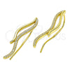 Sterling Silver Stud Earring, with White Micro Pave, Polished, Golden Finish, 02.186.0154