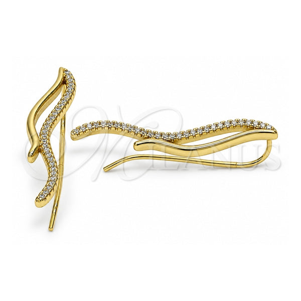 Sterling Silver Stud Earring, with White Micro Pave, Polished, Golden Finish, 02.186.0154