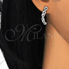 Sterling Silver Stud Earring, Infinite Design, with White Micro Pave, Polished, Rhodium Finish, 02.186.0155.1