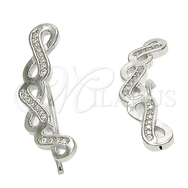Sterling Silver Ring — Stud Earring Infinite Design with White Micro Pave — alternate product view — SKU 125220 | Plata 925 anillo — Stud Earring Infinite diseño with blanco Micro Pave — SKU 125220