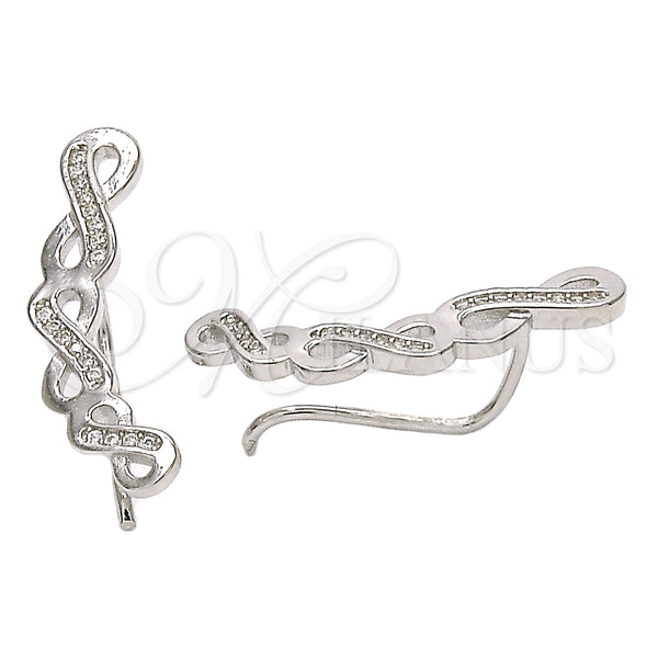 Sterling Silver Ring — Stud Earring Infinite Design with White Micro Pave — main product view — SKU 125220 | Plata 925 anillo — Stud Earring Infinite diseño with blanco Micro Pave — SKU 125220