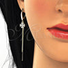 Sterling Silver Long Earring, with White Micro Pave, Polished, Golden Finish, 02.186.0159