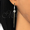 Sterling Silver Long Earring, with White Micro Pave, Polished, Golden Finish, 02.186.0159