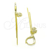 Sterling Silver Long Earring, with White Micro Pave, Polished, Golden Finish, 02.186.0159