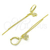 Sterling Silver Long Earring, with White Micro Pave, Polished, Golden Finish, 02.186.0159