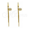 Sterling Silver Long Earring, with White Micro Pave, Polished, Golden Finish, 02.186.0159