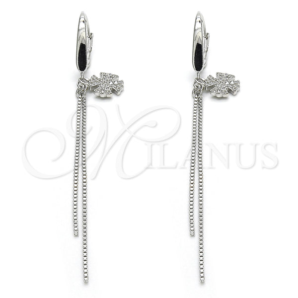 Sterling Silver Ring — Long Earring with White Micro Pave Polished 02. — main product view — SKU 125228 | Plata 925 anillo — Long Earring with blanco Micro Pave pulido 02. — SKU 125228