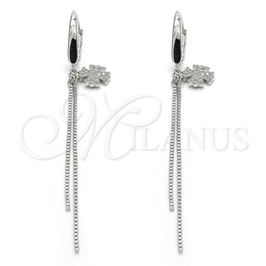 Sterling Silver Ring — Long Earring with White Micro Pave Polished 02. — main product view — SKU 125228 | Plata 925 anillo — Long Earring with blanco Micro Pave pulido 02. — SKU 125228