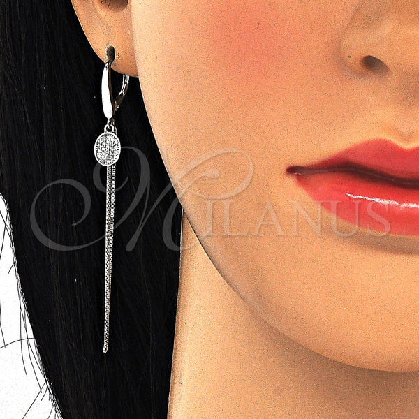 Sterling Silver Ring — Long Earring with White Micro Pave Polished 02. — alternate product view — SKU 125232 | Plata 925 anillo — Long Earring with blanco Micro Pave pulido 02. — SKU 125232