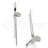 Sterling Silver Long Earring, with White Micro Pave, Polished, Rhodium Finish, 02.186.0161.1