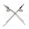 Sterling Silver Long Earring, with White Micro Pave, Polished, Rhodium Finish, 02.186.0161.1