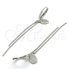 Sterling Silver Long Earring, with White Micro Pave, Polished, Rhodium Finish, 02.186.0161.1