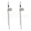 Sterling Silver Long Earring, with White Micro Pave, Polished, Rhodium Finish, 02.186.0161.1