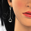 Sterling Silver Long Earring, Heart Design, with White Micro Pave, Polished, Golden Finish, 02.186.0162