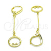 Sterling Silver Long Earring, Heart Design, with White Micro Pave, Polished, Golden Finish, 02.186.0162