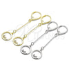 Sterling Silver Long Earring, Heart Design, with White Micro Pave, Polished, Golden Finish, 02.186.0162
