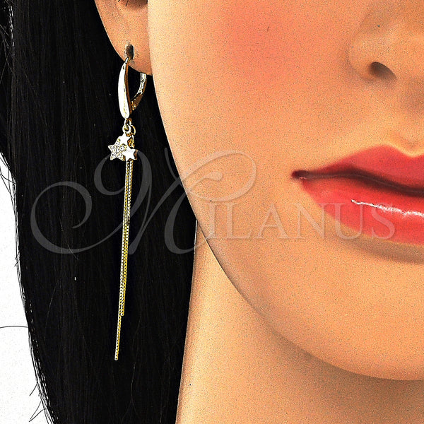 Sterling Silver Ring — Long Earring Star Design with White Micro Pave — main product view — SKU 125235 | Plata 925 anillo — Long Earring estrella diseño with blanco Micro Pave — SKU 125235