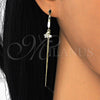 Sterling Silver Long Earring, Star Design, with White Micro Pave, Polished, Golden Finish, 02.186.0163