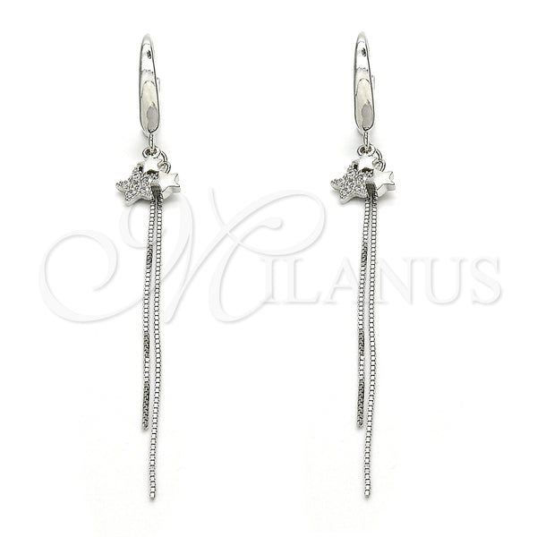 Sterling Silver Ring — Long Earring Star Design with White Micro Pave — main product view — SKU 125236 | Plata 925 anillo — Long Earring estrella diseño with blanco Micro Pave — SKU 125236