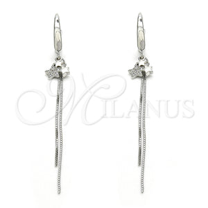 Sterling Silver Ring — Long Earring Star Design with White Micro Pave — main product view — SKU 125236 | Plata 925 anillo — Long Earring estrella diseño with blanco Micro Pave — SKU 125236