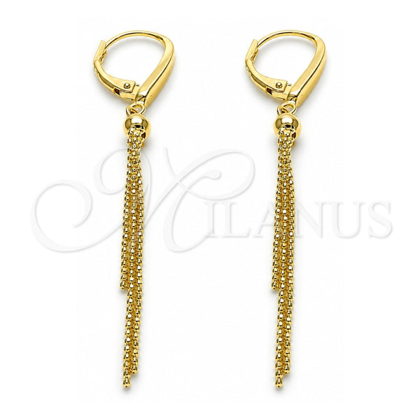 Sterling Silver Long Earring, Polished, Golden Finish, 02.186.0164