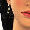 Sterling Silver Long Earring, with White Cubic Zirconia, Polished, Golden Finish, 02.186.0165