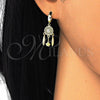 Sterling Silver Long Earring, with White Cubic Zirconia, Polished, Golden Finish, 02.186.0165