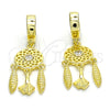 Sterling Silver Long Earring, with White Cubic Zirconia, Polished, Golden Finish, 02.186.0165