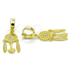Sterling Silver Long Earring, with White Cubic Zirconia, Polished, Golden Finish, 02.186.0165