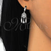 Sterling Silver Long Earring, with White Cubic Zirconia, Polished, Rhodium Finish, 02.186.0165.1