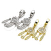 Sterling Silver Long Earring, with White Cubic Zirconia, Polished, Rhodium Finish, 02.186.0165.1