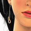 Sterling Silver Long Earring, Love Design, with White Cubic Zirconia, Polished, Golden Finish, 02.186.0166