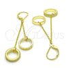 Sterling Silver Long Earring, Love Design, with White Cubic Zirconia, Polished, Golden Finish, 02.186.0166