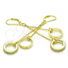 Sterling Silver Long Earring, Love Design, with White Cubic Zirconia, Polished, Golden Finish, 02.186.0166