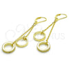 Sterling Silver Long Earring, Love Design, with White Cubic Zirconia, Polished, Golden Finish, 02.186.0166