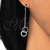 Sterling Silver Long Earring, Love Design, with White Micro Pave, Polished, Rhodium Finish, 02.186.0166.1
