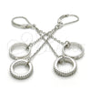 Sterling Silver Long Earring, Love Design, with White Micro Pave, Polished, Rhodium Finish, 02.186.0166.1