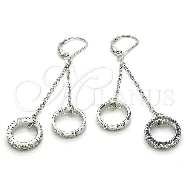 Sterling Silver Ring — Long Earring Love Design with White Micro Pave — main product view — SKU 125242 | Plata 925 anillo — Long Earring Love diseño with blanco Micro Pave — SKU 125242